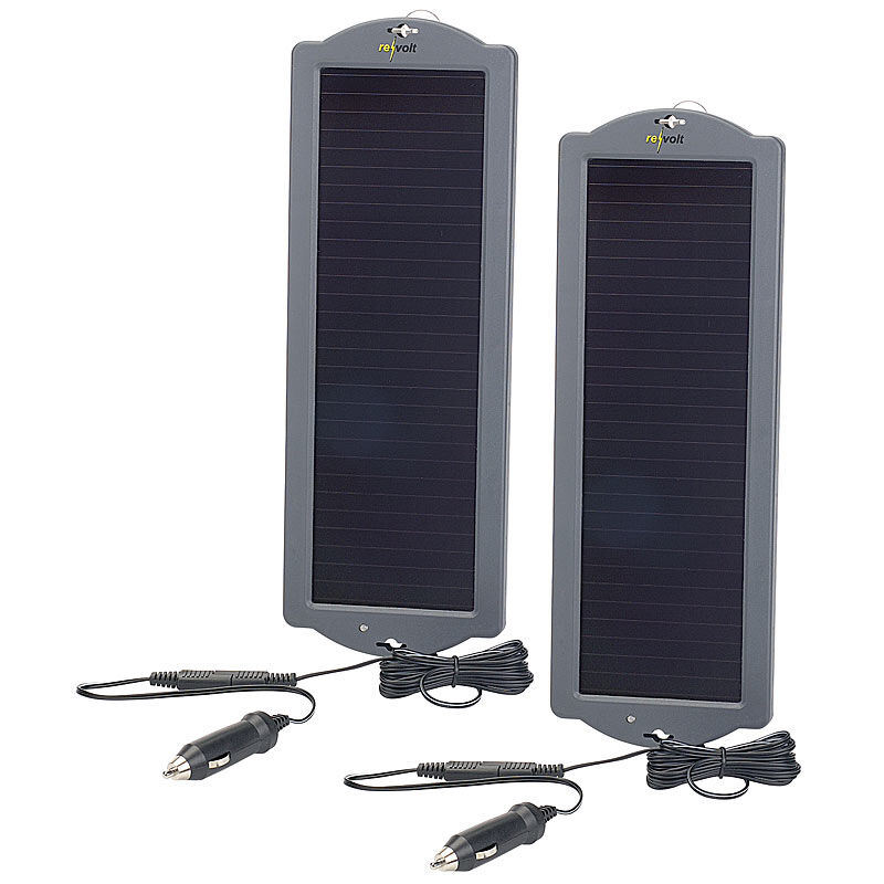 revolt 2er-Set Erhaltungs-Solargeräte für Auto- / PKW-Batterie 12V, 1,5W