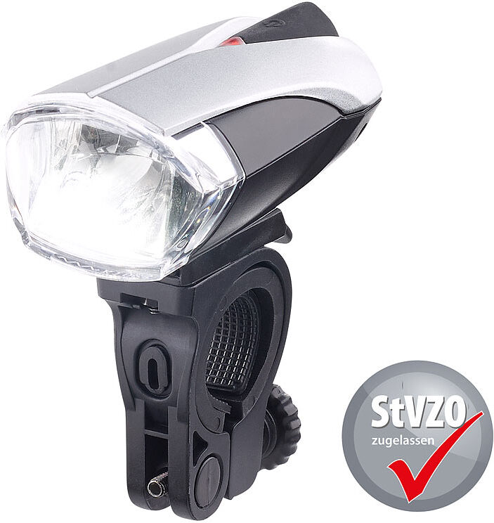 KryoLights LED-Fahrradlampe FL-412 mit Licht-Sensor & Akku, zugelassen n. StVZO