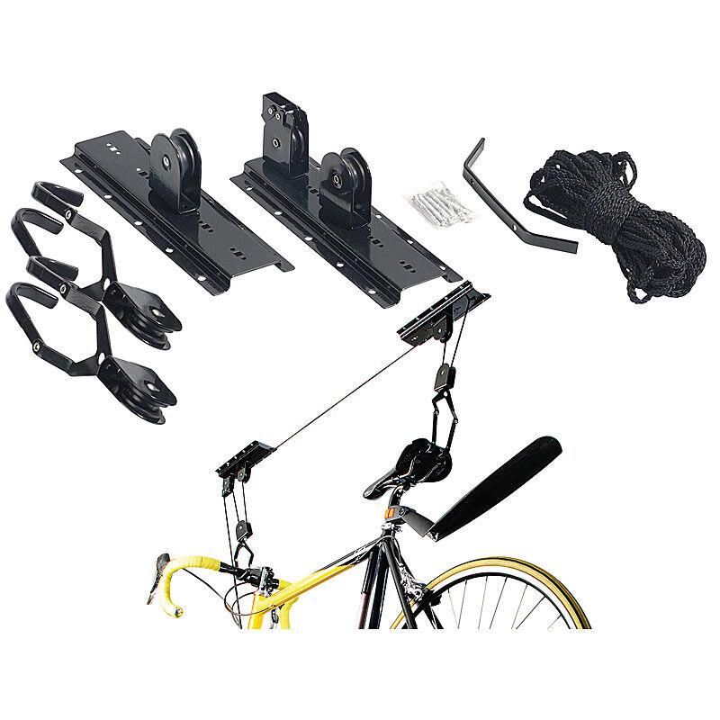 AGT Platzsparender Fahrrad-Aufhänger mit komfortablem Liftsystem, bis 20Kg