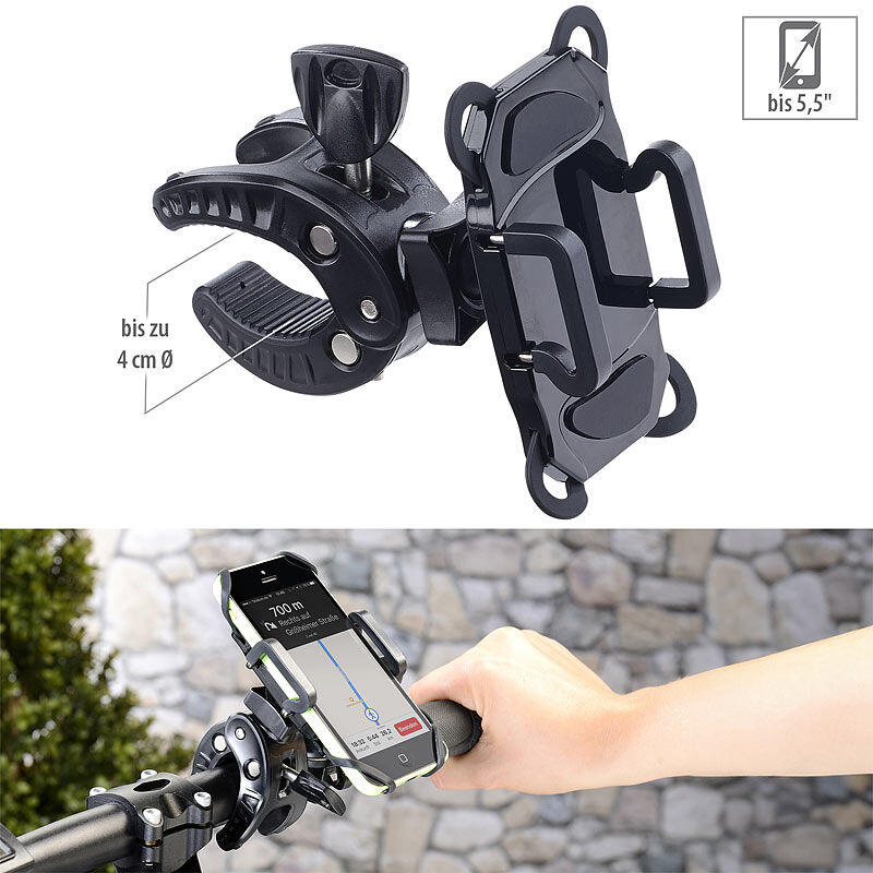 Callstel Fahrradhalterung mit Gummifixierung für Smartphones bis 13,9 cm (5,5