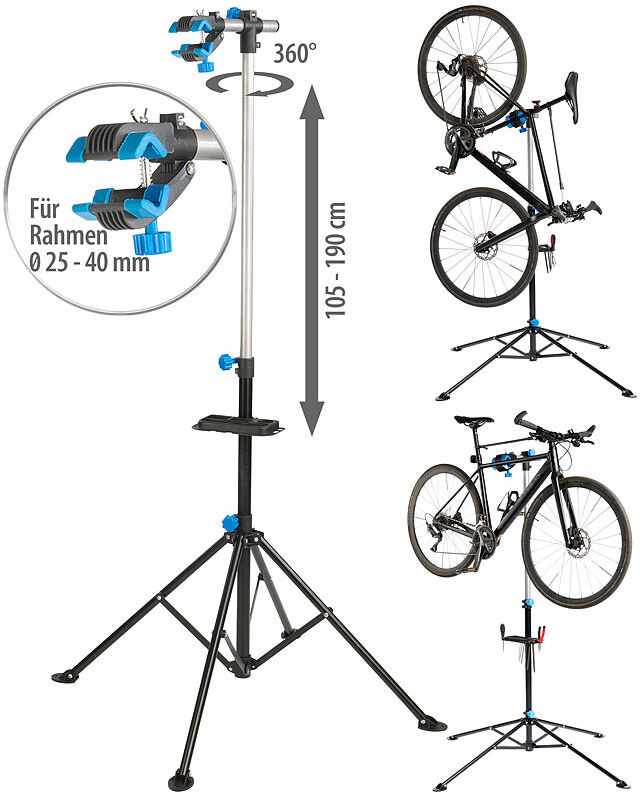 AGT Montageständer für Fahrrad & E-Bike bis 30 kg, robuster Stahl, 360°