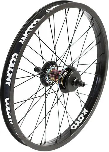 Colony BMX Rear Wheel Colony Pintour 20" Male Freecoaster (Black/Rainbow - Left hand drive)