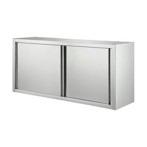 Vaiotec Edelstahl Wandhängeschrank BASE mit Schiebetüren - 200 x 40 x 65 cm