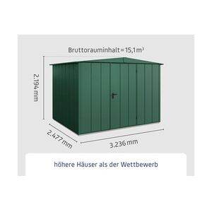 EcoStar Gerätehaus Elegant-S Typ 3 323,6 x 247,7 x 219,4 cm moosgrün