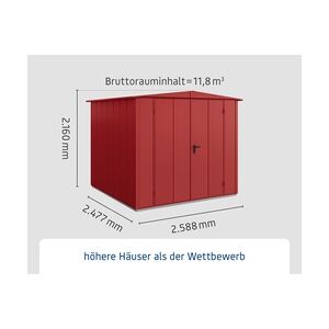 EcoStar Gerätehaus Elegant-S Typ 2 purpurrot 2 flg 258,8 x 247,7 x 216 cm