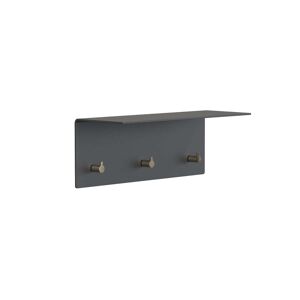 Frost - Unu Wandgarderobe 40 x 15 x 15 cm, schwarz matt / gold poliert