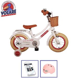 Volare børnecykel Excellent - 12 tommer - Hvid - Inklusiv cykelhjelm + tilbehør