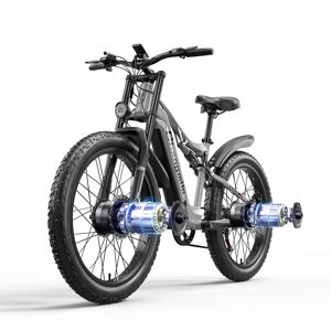 Shengmilo S600 voksen 2000W elektrisk cykel dobbeltdrevsmotor, 840Wh SAMSUNG batteri, 3.0 tommer bredt dæk bjerg elektrisk cykel, mat grå