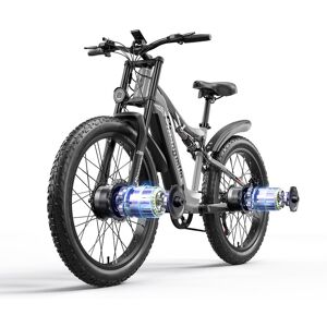 Shengmilo S600 voksen 2000W elektrisk cykel dobbeltdrevsmotor, 840Wh SAMSUNG batteri, 3.0 tommer bredt dæk bjerg elektrisk cykel, mat grå