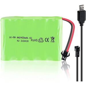 YUNIQUE GREEN-CLEAN-POWER 1-delt genopladeligt 6V Ni-MH 2400 mAh til fjernbetjening bil + USB-opladningskabel - tilbehør til fjernbetjening legetøj batteri