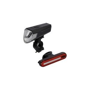 Fischer Fahrrad FISCHER cykelbatteri LED-lygtesæt, 80 lux forlygte op til 80 lux, omskiftelig til 20/40 lux, 4 LED'er - 1 stk (50647)