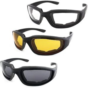 3 par motorcykelbriller polstringsbriller UV-beskyttelse Støvtætte vindtætte motorcykelsolbriller til udendørs aktiviteter - Perfet