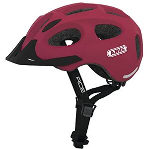 ABUS Youn-I ACE City Helmet with Integrated LED Rear Light for Everyday Use Bicycle Helmet for Men and Women Dark Red, Size M