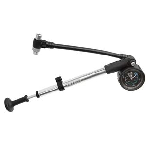 Beto Fahrradpumpe, Dämpferpumpe mit Manometer und Entlüftungsventil, Handpumpe, 400psi/28bar, AV/Autoventil/Schraderventil/Americanventil, Silber/schwarz