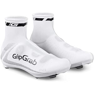 GripGrab RaceAero   Lightweight Summer Racing Bike Shoe Covers   Unisex Cycling Aero Overshoes / Gaiters for Time Trials and Cycling Races, white