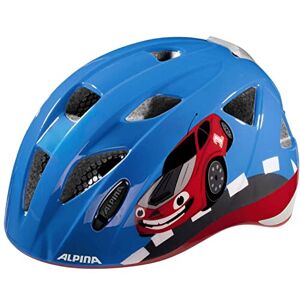 ALPINA XIMO FLASH Illuminated, Reflective, Lightweight and Adjustable LED Bicycle Helmet for Children, Red Car Gloss, 49–54 cm