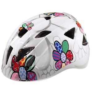 ALPINA XIMO FLASH Illuminated, Reflective, Lightweight and Adjustable LED Bicycle Helmet for Children, White Flower Gloss, 49–54 cm