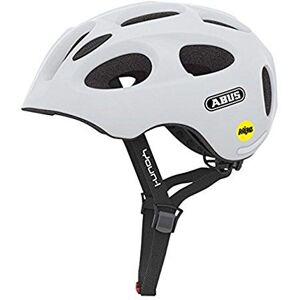 ABUS Kinderhelm Youn-I MIPS Fahrradhelm mit Licht, Reflektoren und Aufprallschutz (MIPS) für Mädchen und Jungen Weiß Matt, Größe S