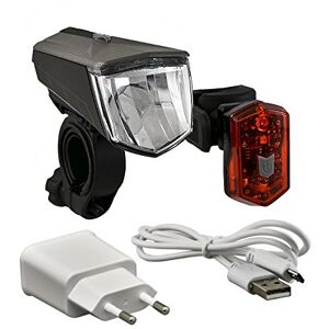 Büchel Bicycle Light Vail + Battery Rear Light I StVZO Approved I 80 Lux Bicycle Light Rechargeable Including Charger I Bicycle Light Front Bicycle Lights LED Set