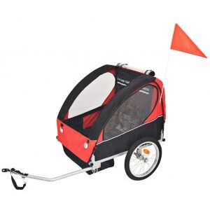 vidaXL Remolque De Bicicleta Para Niños Rojo Y Negro 30 Kg