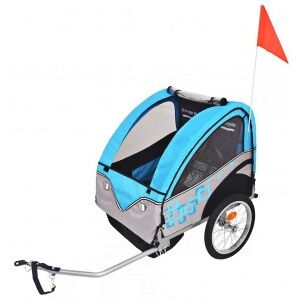 vidaXL Remolque De Bicicleta Para Niños Gris Y Azul 30 Kg