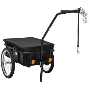 vidaXL Remolque de bicicleta/carrito de mano acero negro 155x60x83 cm