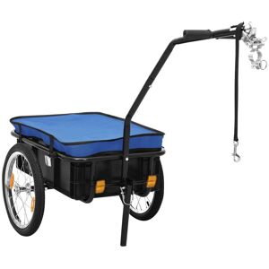 vidaXL Remolque de bicicleta/carrito de mano acero azul 155x60x83 cm