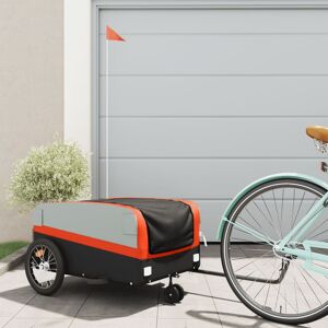 vidaXL Remolque para bicicleta hierro negro y naranja 45 kg