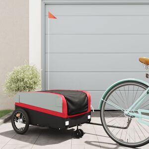 vidaXL Remolque para bicicleta hierro negro y rojo 45 kg