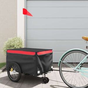 vidaXL Remolque para bicicleta hierro negro y rojo 30 kg