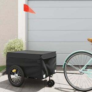 vidaXL Remolque para bicicleta hierro negro 45 kg