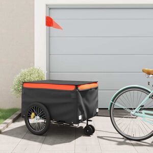 vidaXL Remolque para bicicleta hierro negro y naranja 45 kg