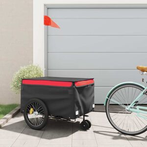 vidaXL Remolque para bicicleta hierro negro y rojo 45 kg