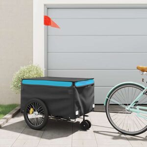 vidaXL Remolque para bicicleta hierro negro y azul 45 kg