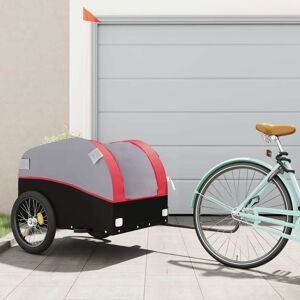 vidaXL Remolque para bicicleta hierro negro y rojo 45 kg