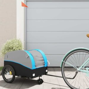 vidaXL Remolque para bicicleta hierro negro y azul 30 kg