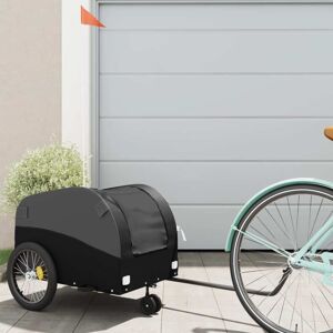 vidaXL Remolque para bicicleta hierro negro 30 kg