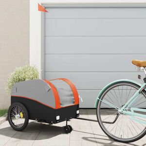 vidaXL Remolque para bicicleta hierro negro y naranja 45 kg