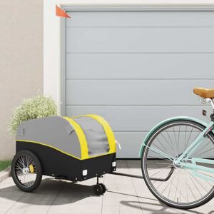 vidaXL Remolque para bicicleta hierro negro y amarillo 45 kg