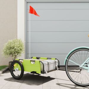 vidaXL Remolque para bicicletas hierro y tela Oxford verde