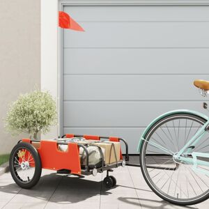 vidaXL Remolque para bicicletas hierro y tela Oxford naranja