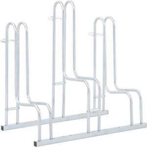 vidaXL Soporte para 3 bicicletas suelo independiente acero galvanizado