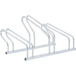 vidaXL Soporte para 3 bicicletas suelo independiente acero galvanizado