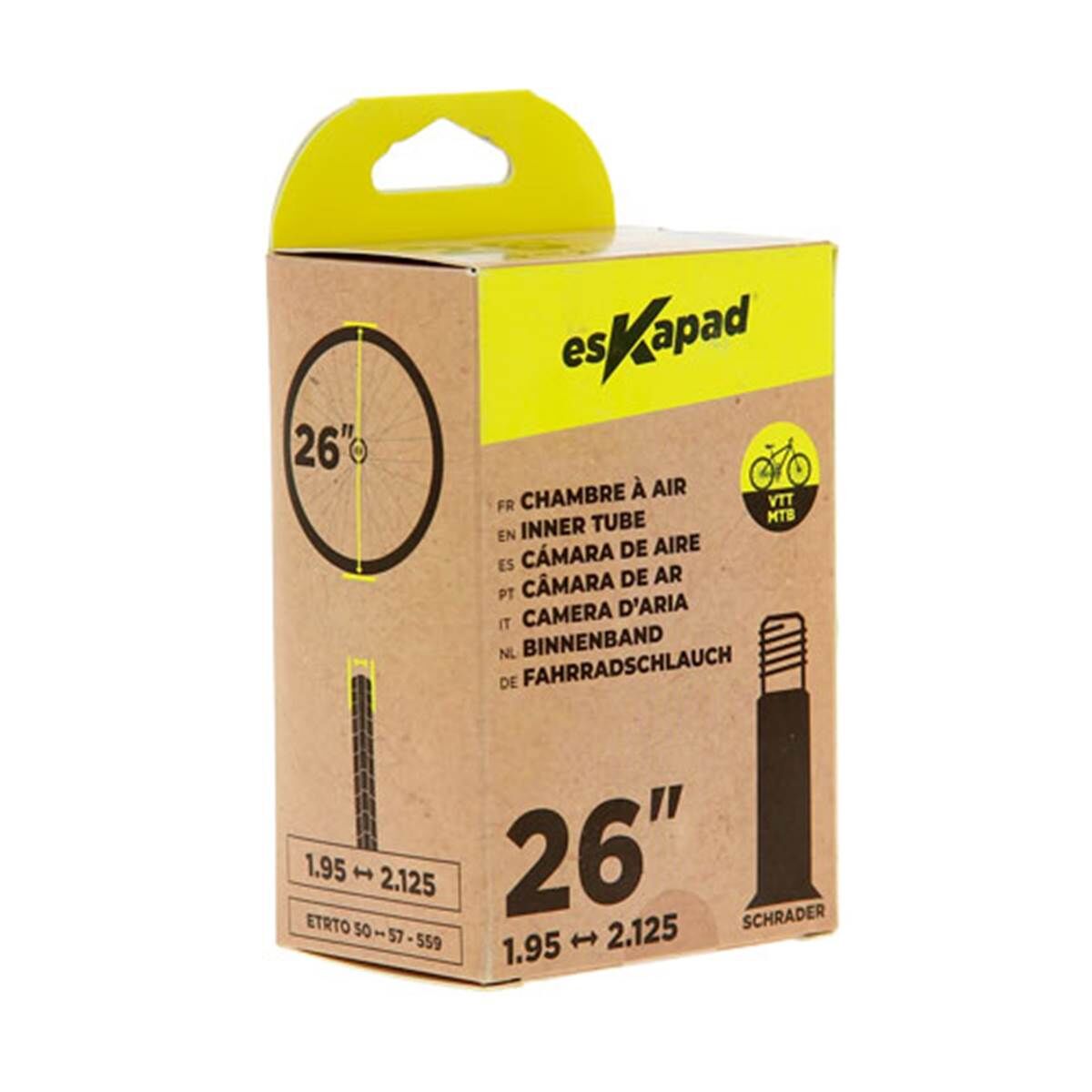 ESKAPAD Cámara de aire 26 pulgadas 1,95-2,125  schrader