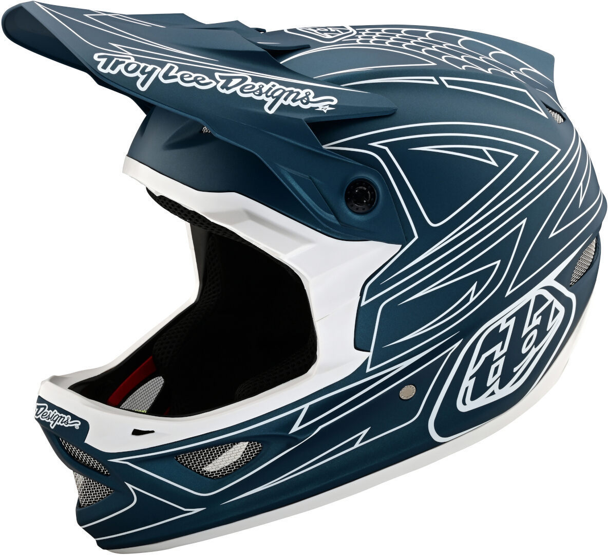 Lee D3 Fiberlite Spiderstripe Casco de descenso - Blanco Turquesa Azul (2XL)