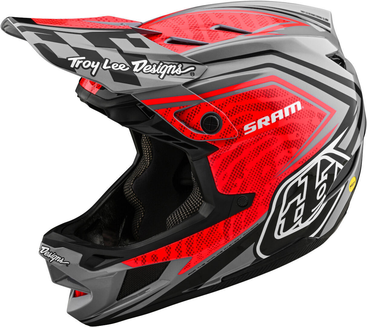 Lee D4 Carbon MIPS SRAM Casco de descenso - Negro Gris Rojo