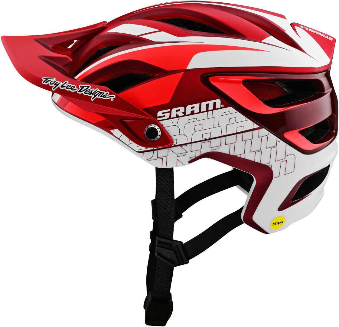 Lee A3 MIPS SRAM Casco de bicicleta - Blanco Rojo (XL 2XL)