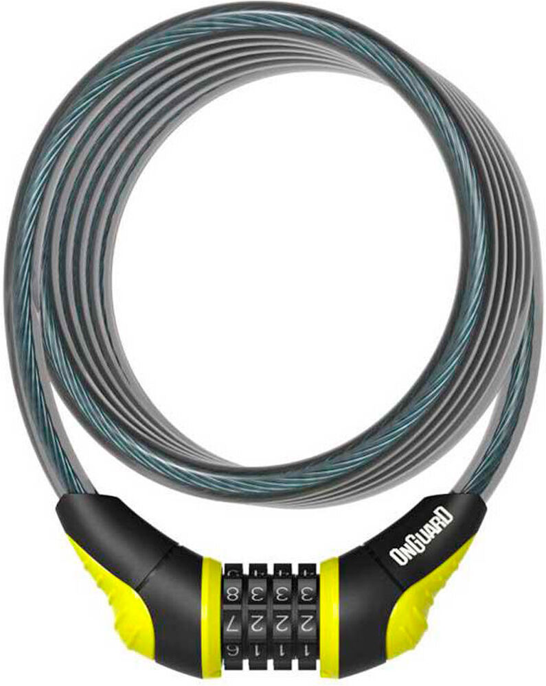 Onguards candado espiral neon combi 180cmx12mm candado bicicleta Amarillo (UNICA)