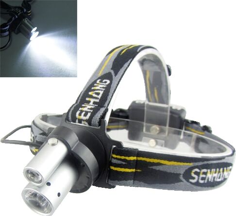 120LM Dual Head Torch Lamp Two Light LED Headlamp Flashlight