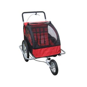 Bc-elec - 5664-0001A Remorque vélo 2 en 1 convertible en poussette et jogger pour deux enfants, coloris Rouge/Noir - Publicité